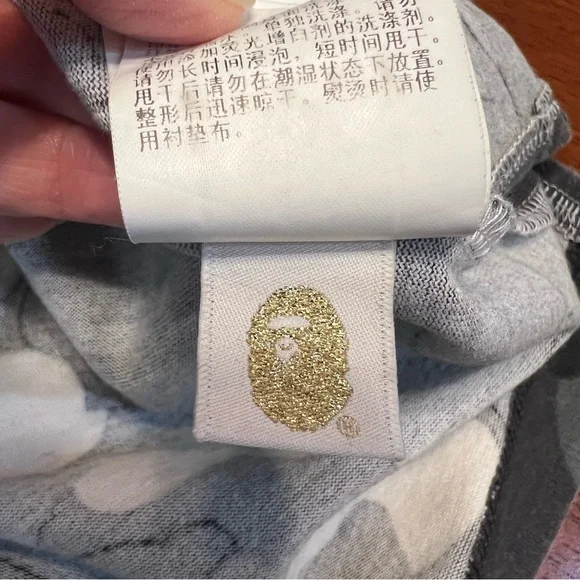 BAPE A Bathing Ape Camo Polo Shirt Gray/Black Ape Head Logo Mens Small - Picture 7 of 11